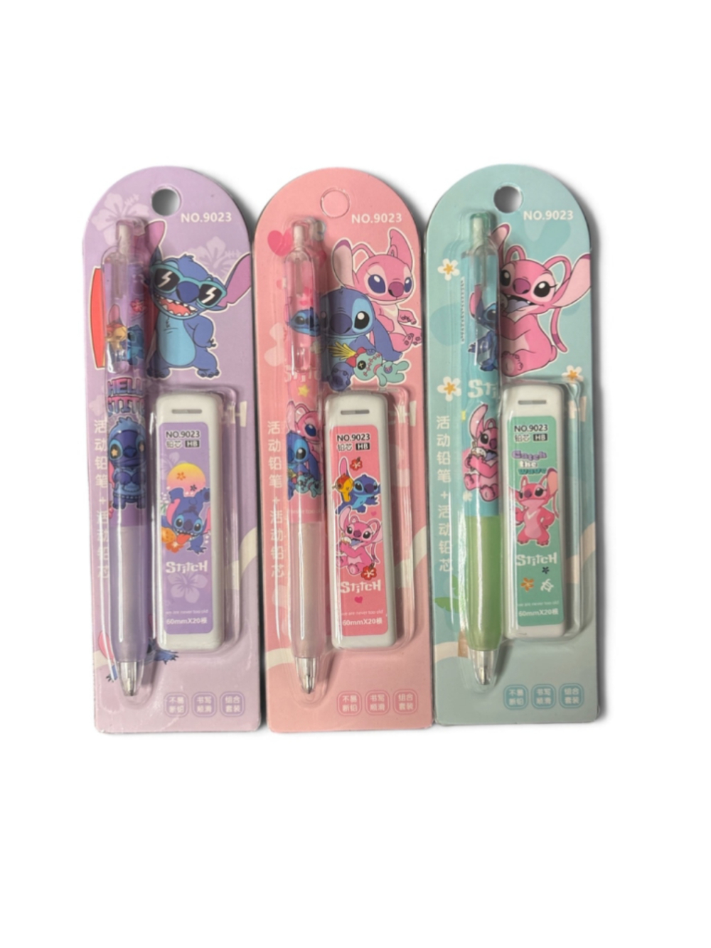 Stitch and Angel Mechanical Pencil and Eraser Set of 3